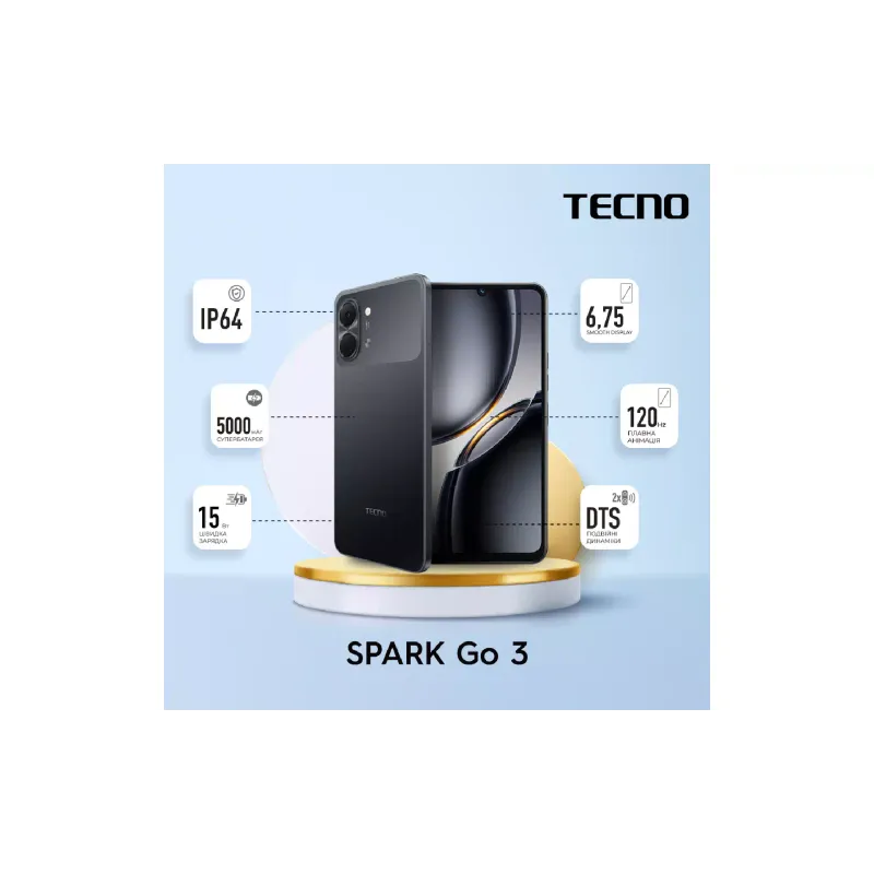 Смартфон Tecno Spark Go 3 KN3, Ink Black (4894947105265)