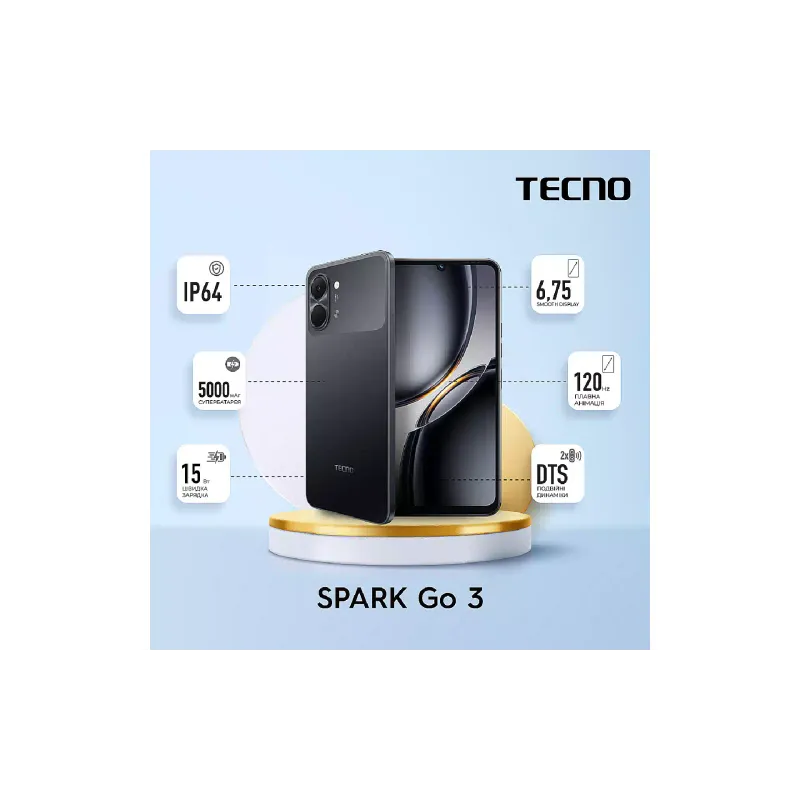 Smartphone Tecno Spark Go 3 KN3, Ink Black (4894947105272)