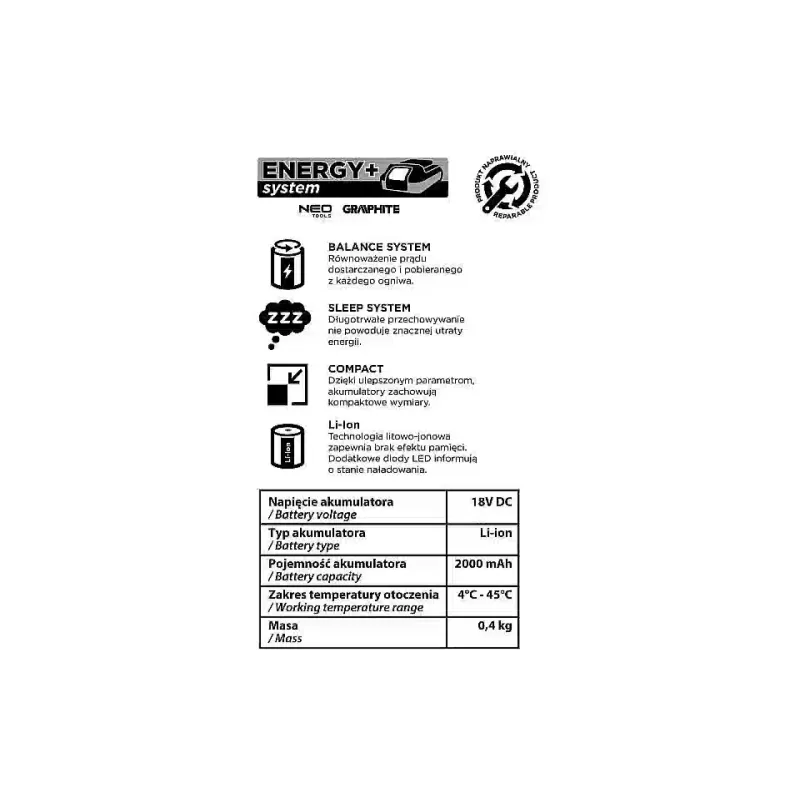 Battery Graphite Energy+ (58G001-1)