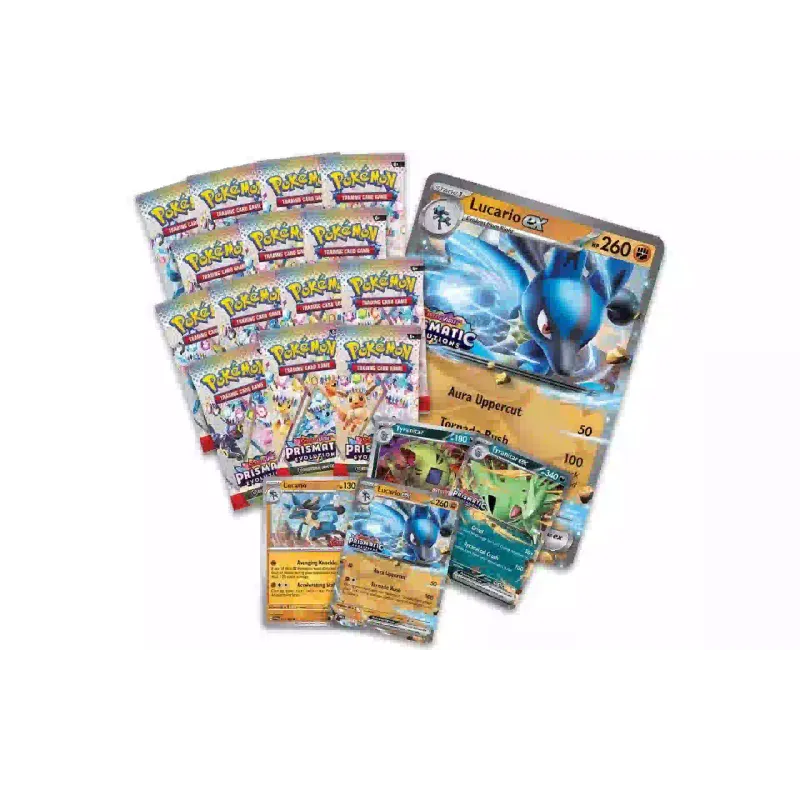 Покемон Pokemon TCG Scarlet & Violet Prismatic Evolutions Lucario Ex & Tyranitar Ex Premium Collection Box (196214130029)