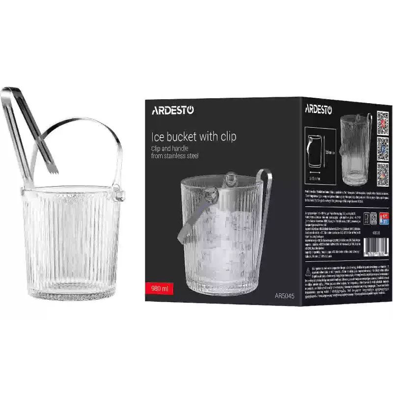 Кофа за лед с щипки Ardesto Iceberg, Transparent (AR5045)