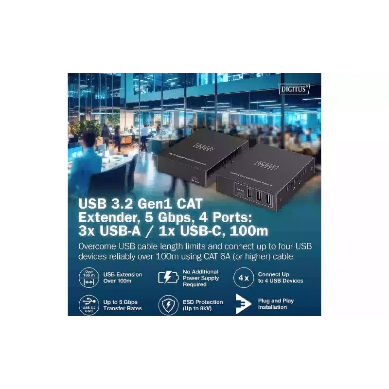Подовжувач Digitus  Black (DA-73121)
