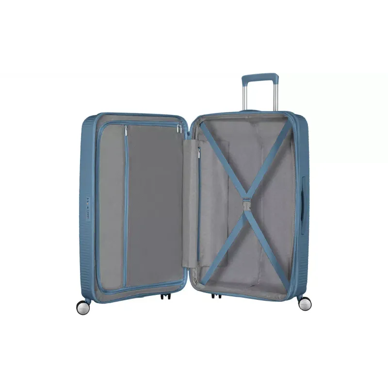 Куфар на 4 колела American Tourister Soundbox, Grey/Blue (32Gx51003)