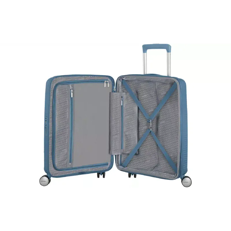 Валіза на 4 колесах American Tourister Soundbox (32Gx51001), 41/35.5 л, поліпропілен, Grey/Blue