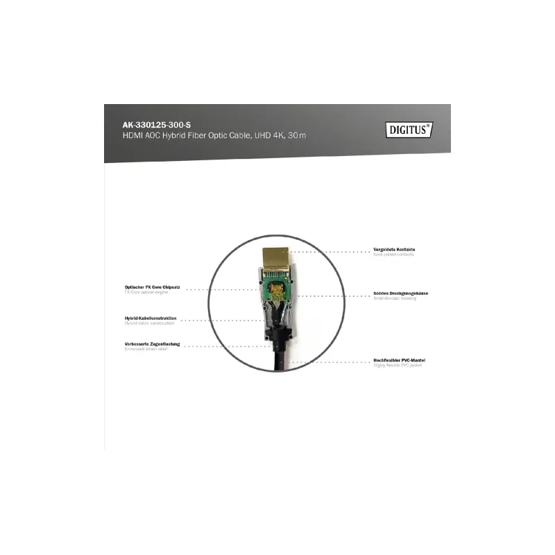 Кабел Digitus HDMI, Black (AK-330125-300-S)