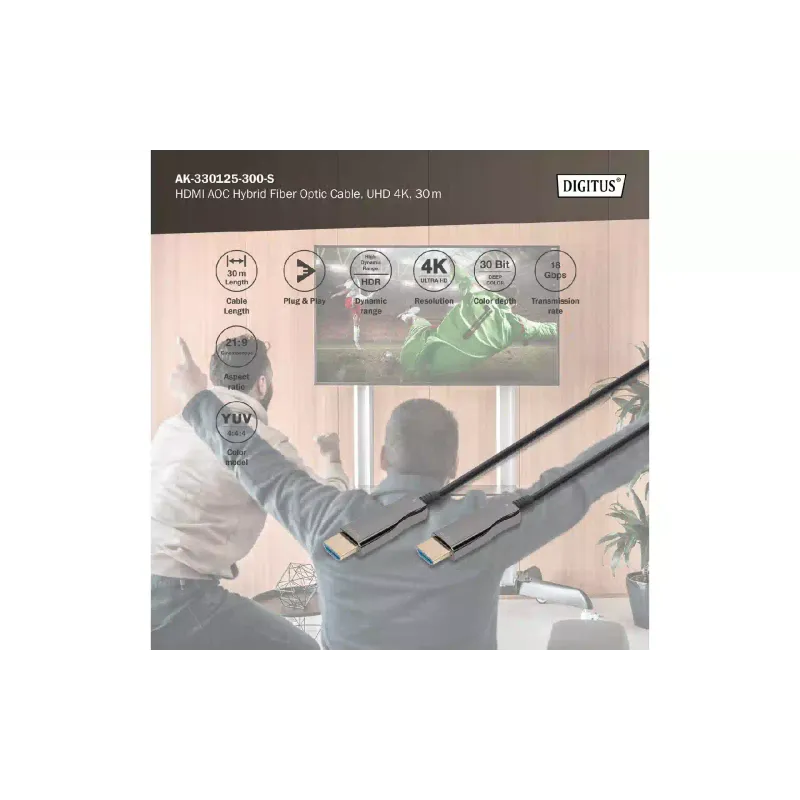 Кабел Digitus HDMI, Black (AK-330125-300-S)