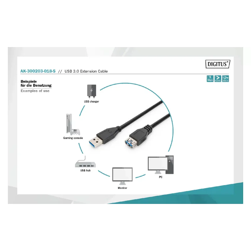 كابل Digitus, Black (AK-300203-018-S)
