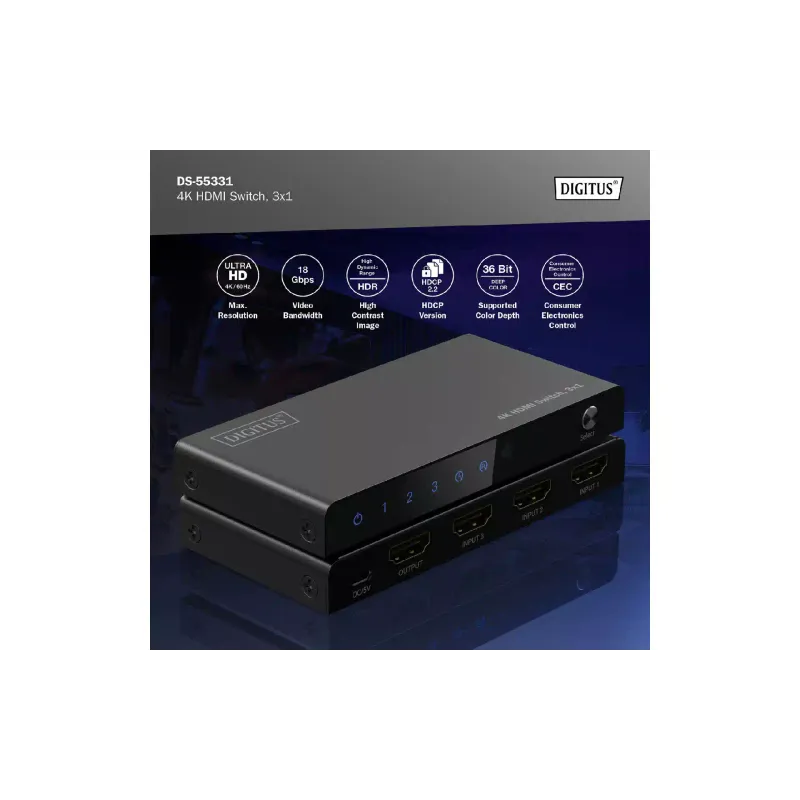 Comutador de vídeo Digitus (DS-55331)