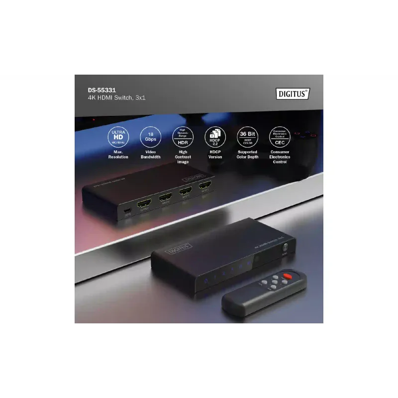Comutador de vídeo Digitus (DS-55331)