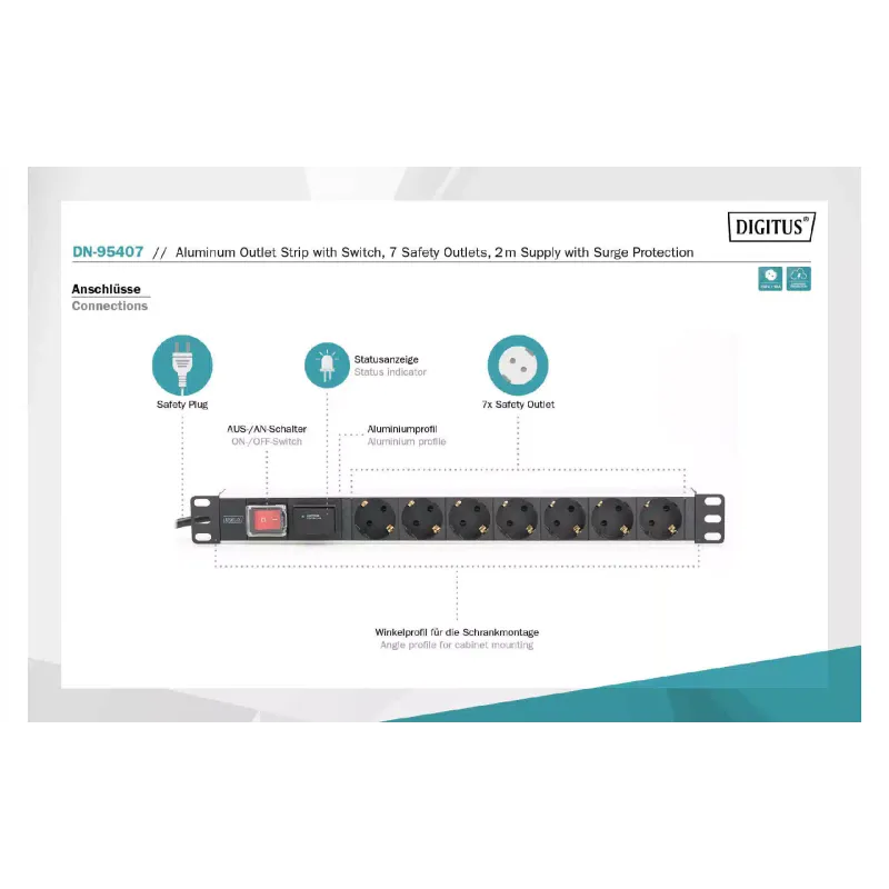 Naprava za distribucijo energije Digitus (DN-95407)