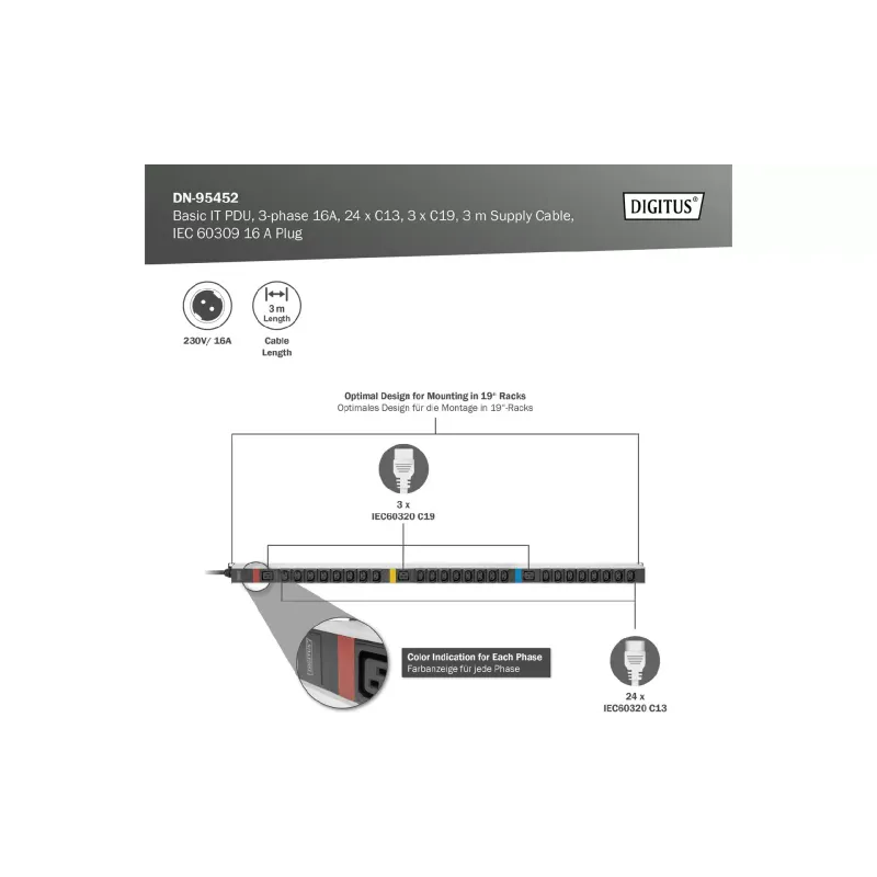 Пристрій розподілу електроживлення Digitus (DN-95452)