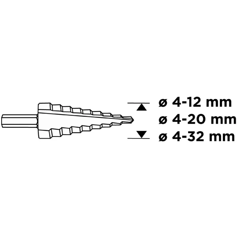 Step drill Graphite (54T300), 4 x 12/20/32 mm