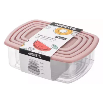 Juego de recipientes para almacenar alimentos Ardesto Fresh, Pink (AR1312P)