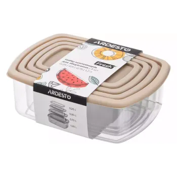 Juego de recipientes para almacenar alimentos Ardesto Fresh, Beige (AR1312B)