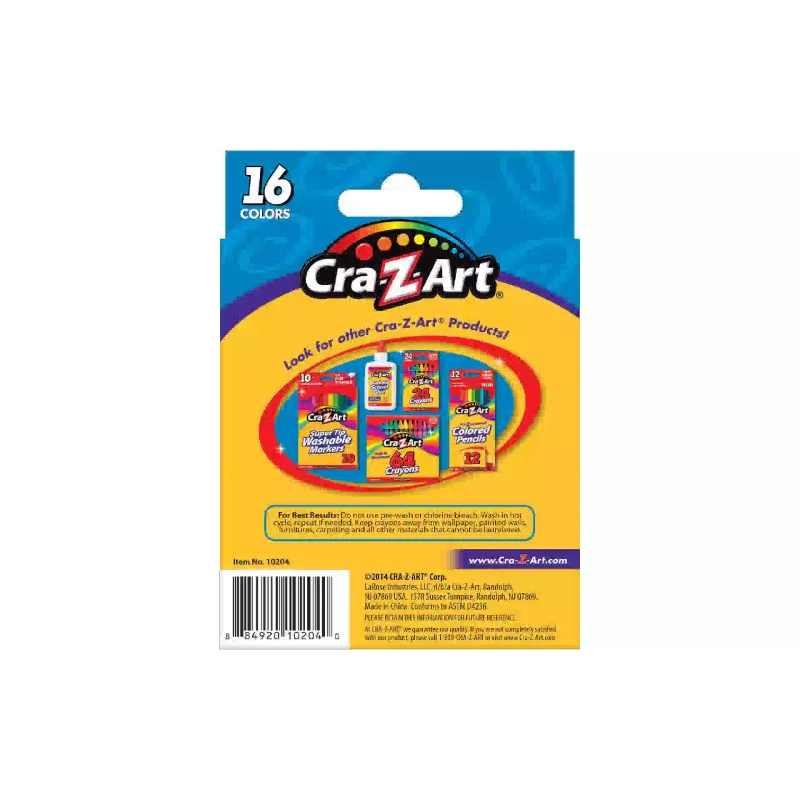 Дрібні воскові Cra-Z-Art (10204CRA), легкосмиваємі, 16 шт
