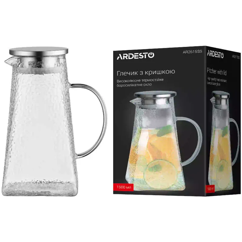 Krug mit Deckel Ardesto, Transparent (AR2615SSB)