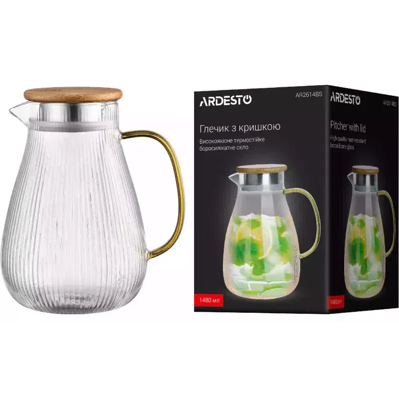 Krug mit Deckel Ardesto, Transparent (AR2614BSB)