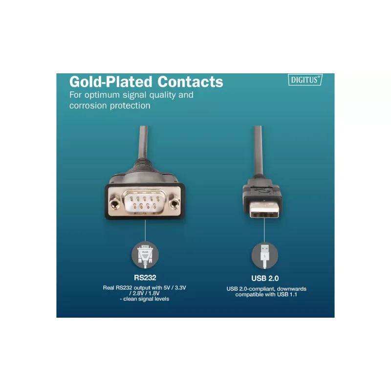 Adapter Digitus USB 2.0 - RS232 M/M (DA-70172)