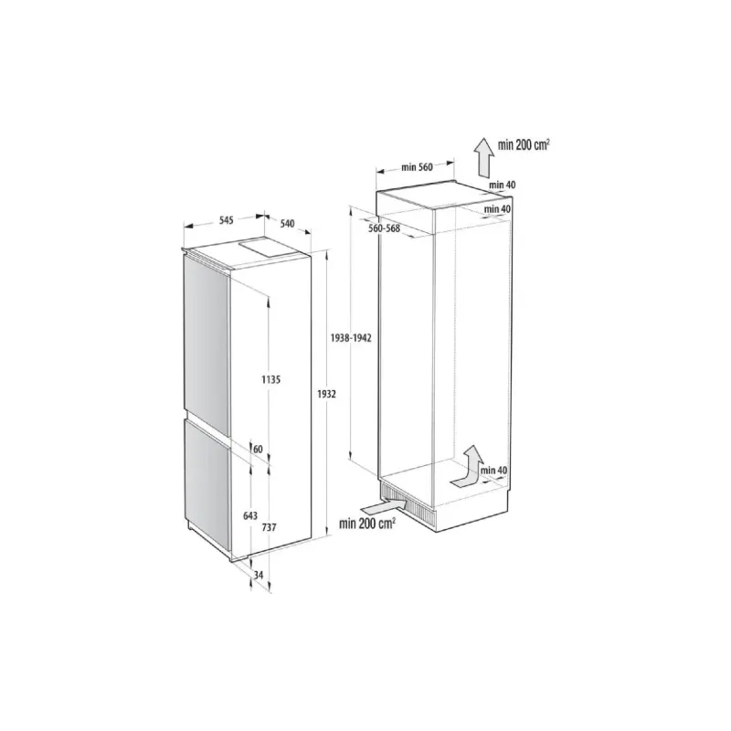 Geladeira embutida Gorenje, White (NRKI519D61WF)