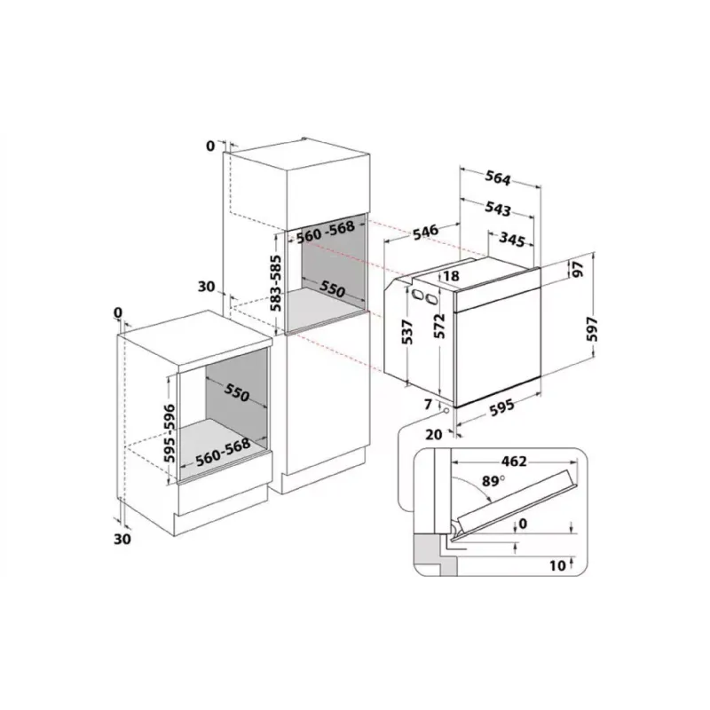 Духова шафа Whirlpool (WOI5S8PPM1SBA), 73 л, Black