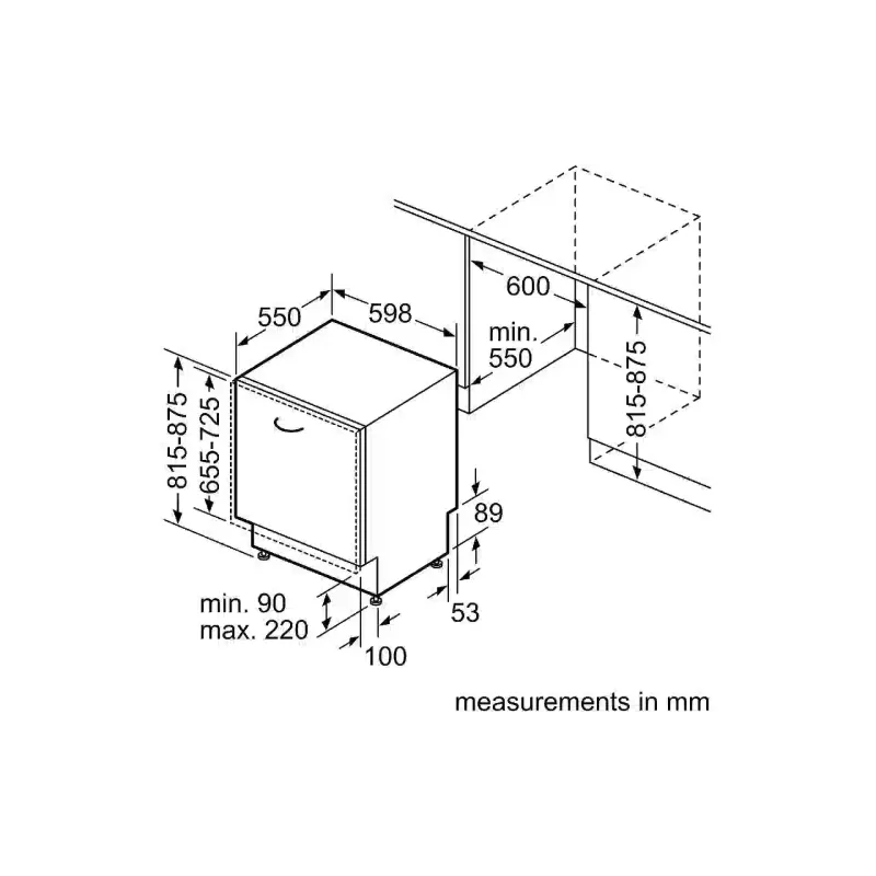 Built-in dishwasher Siemens (SN63HX16CE), 60 cm, White