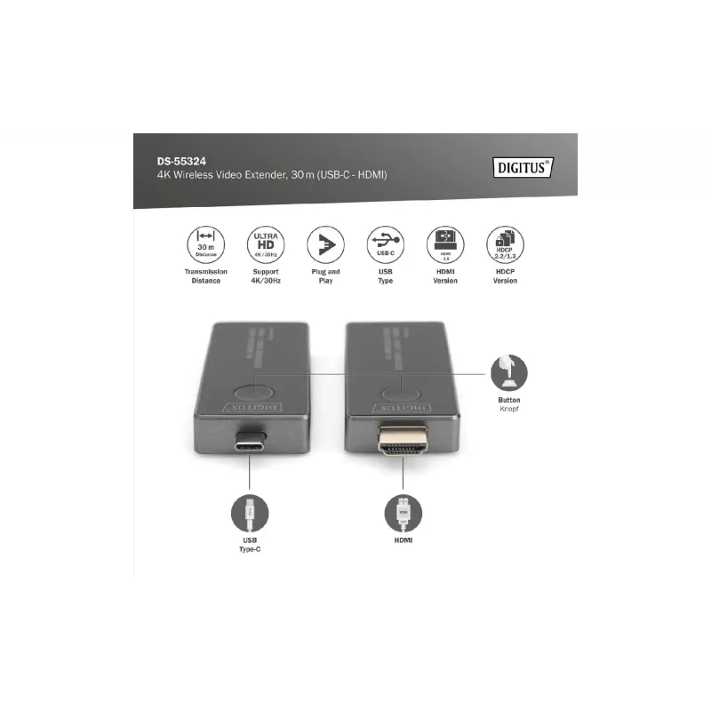 Extensor de sinal HDMI Digitus (DS-55324)