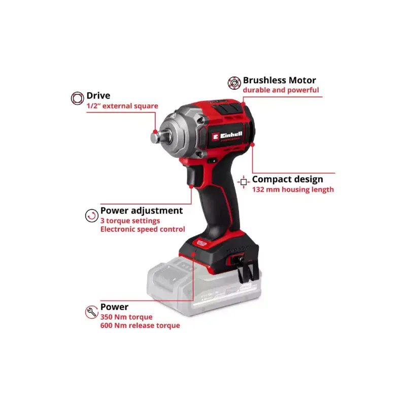 Гайковерт ударний Einhell Professional TP-CW 18/350-C (4510055), акумуляторний