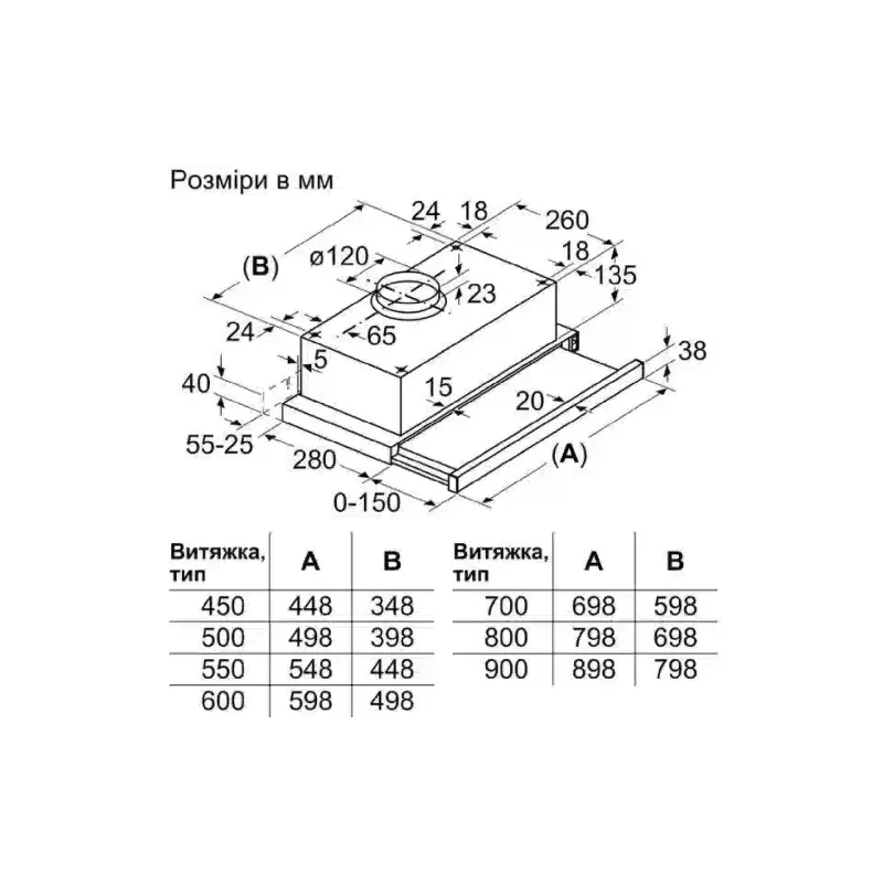 Витяжка телескопічна Bosch (DFT63CA61T), 60 см, Black