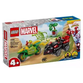 Construtor LEGO Spider-Man Spidey and His Amazing Friends Spin and Electro Dinosaur Vehicle Chase (11198)