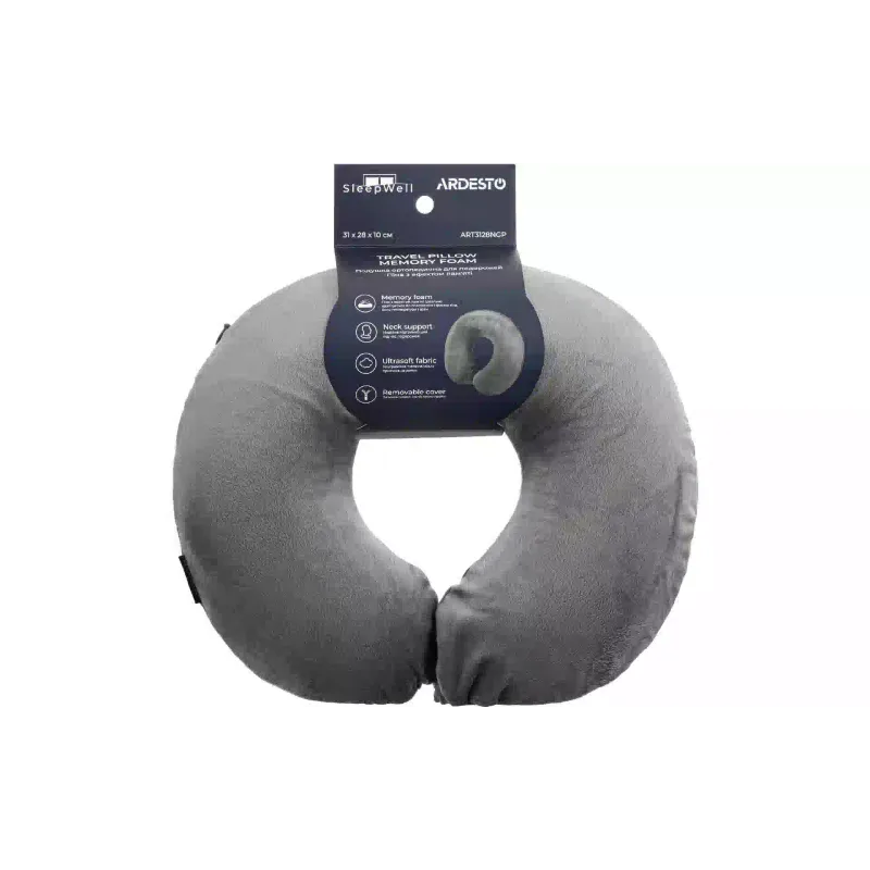 Travesseiro ortopédico para o pescoço Ardesto Sleepwell Travel, Grey (ART3128NGP)
