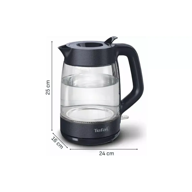 غلاية كهربائية Tefal Morning Glass Kettle, Black (KO2G08E0)