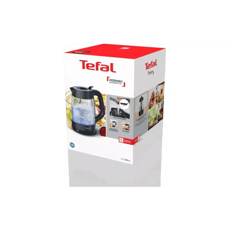 غلاية كهربائية Tefal Morning Glass Kettle, Black (KO2G08E0)