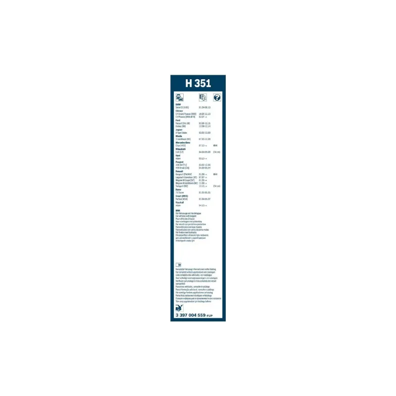 Склоочисник задній Bosch Rear (3397004559), каркасний