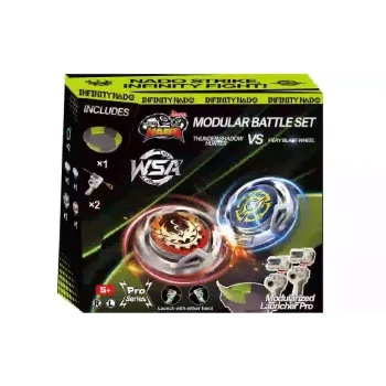 Въртяща се пумпала Auldey Infinity Nado VII Pro Series Modular Battle Set Thunder Shadow Hunter vs Fiery Blast Wheel (EU664181)