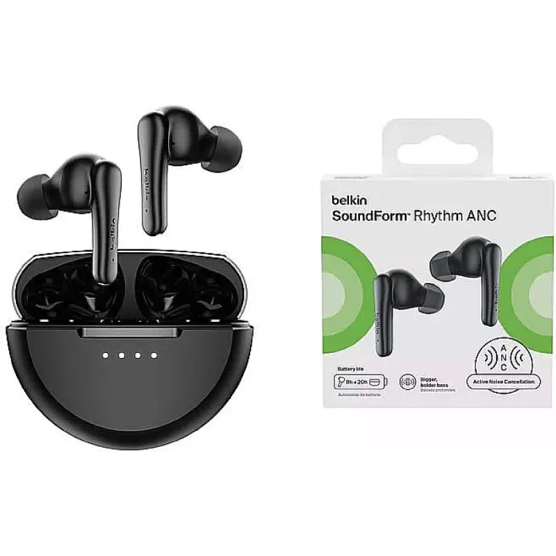 سماعات أذن لاسلكية حقيقية Belkin Soundform Rhythm, Black (AUC015HQBK)