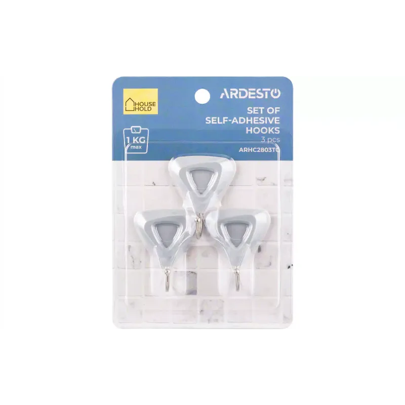 Гачок самоклеючий Ardesto Трикутник (ARHC2803TG), пластік, 3 шт, Grey