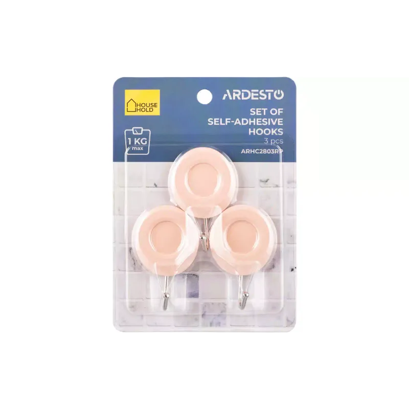 Гачок самоклеючий Ardesto Круг (ARHC2803RP), пластік, 3 шт, Pink