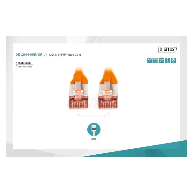 سلك التوصيل Digitus, Yellow (DK-1644-A-0025/Y)