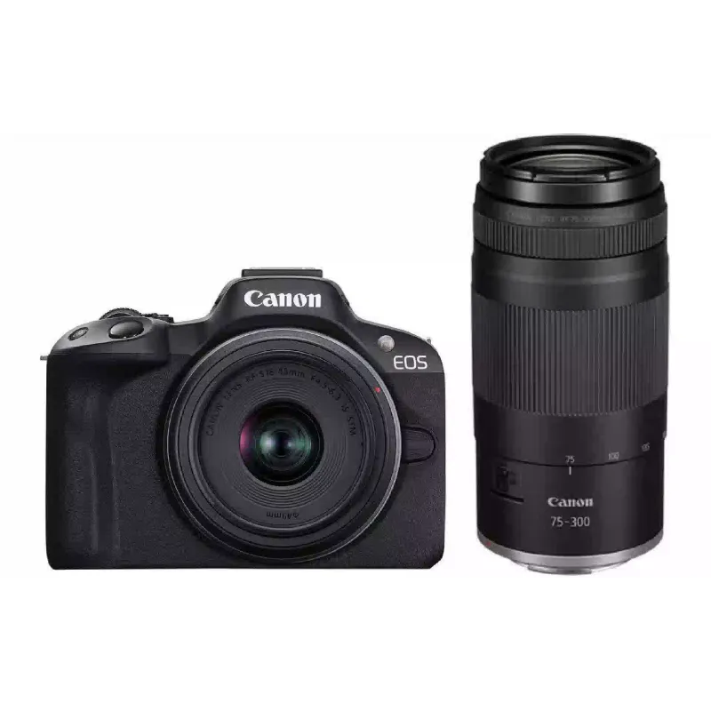 Камера Canon EOS R50 + RF-S 18-45 IS STM + RF75-300 IS STM, Black (5811C150)