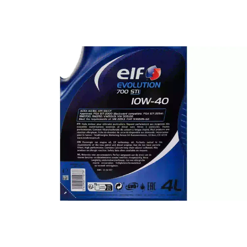 Motor oil Elf Evolution 700 STI 10W-40 (ELF12-4STI), 4 l