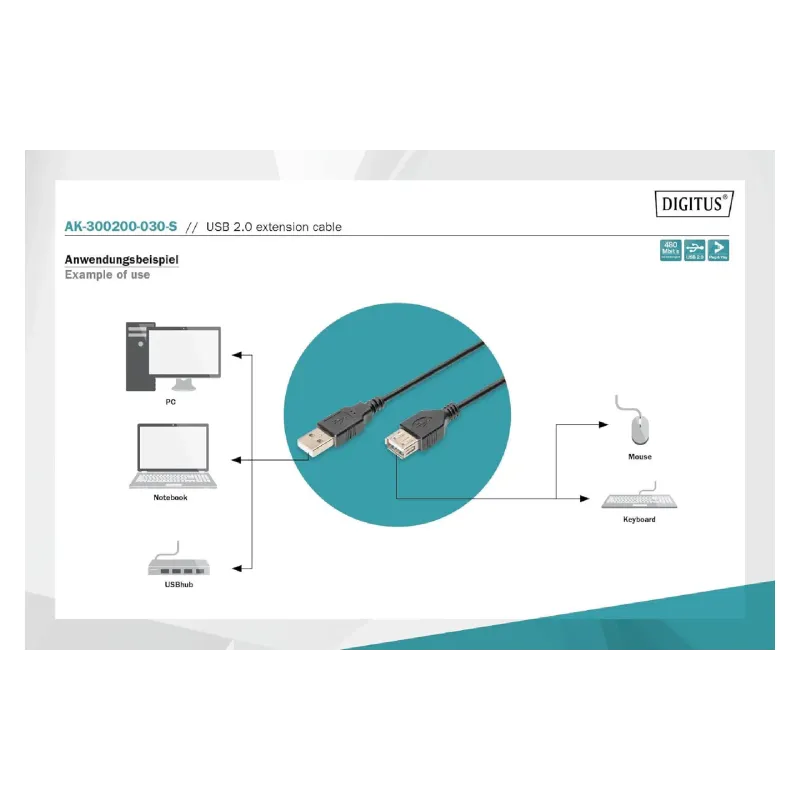 كابل Digitus, Black (AK-300200-030-S)
