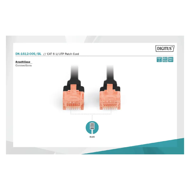 سلك التوصيل Digitus, Black (DK-1617-010/BL)