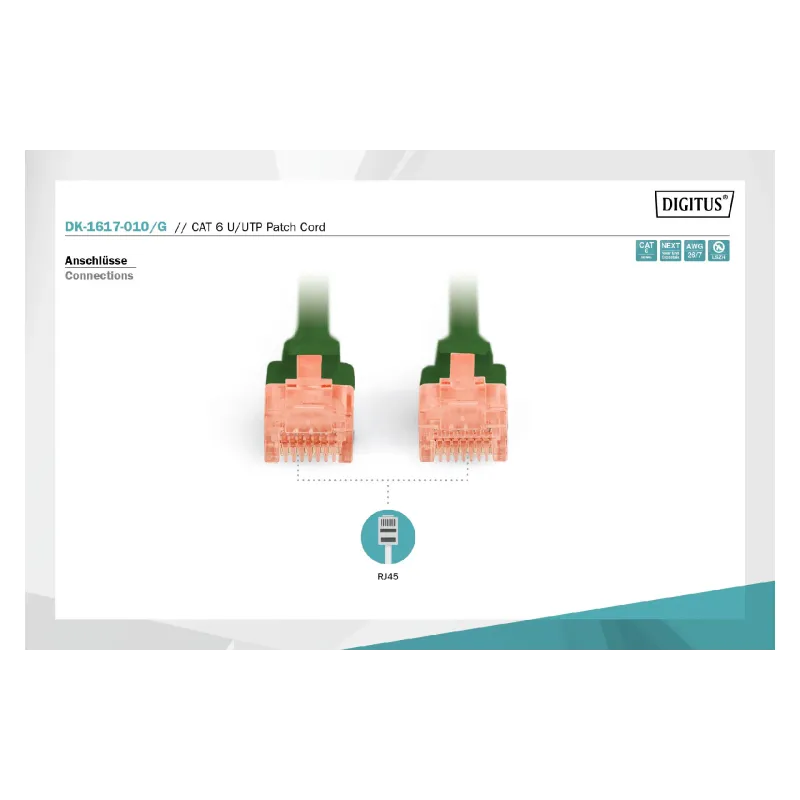 Пач кабел Digitus, Green (DK-1617-010/G)