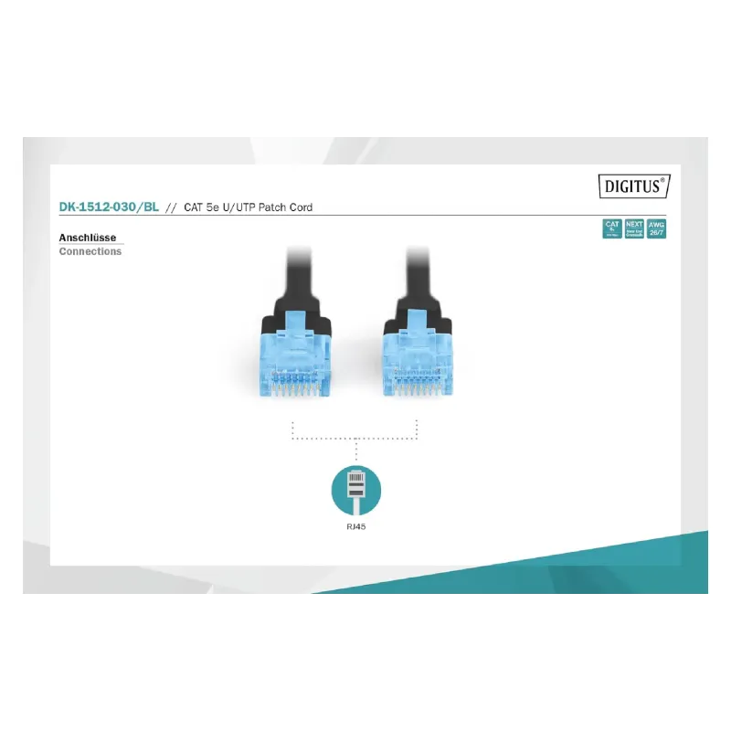Пач кабел Digitus, Black (DK-1512-030/BL)