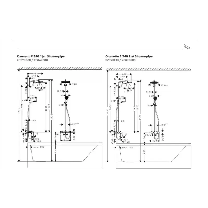 نظام الدش Hansgrohe, Chrome (27298000)