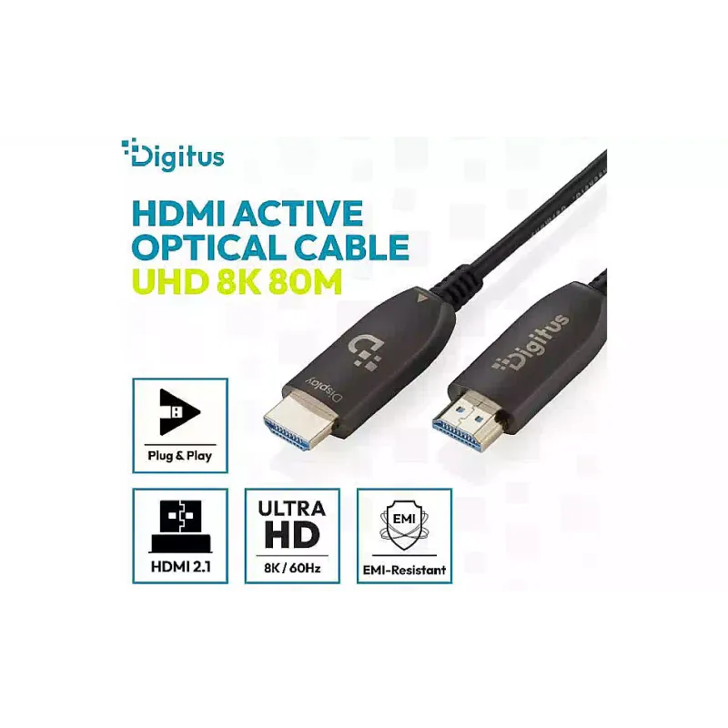كابل إشارة الفيديو Digitus HDMI UHD 8K type A M/M, Black (AK-330126-800-S)