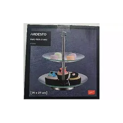 Блюдо 2-х ярусное Ardesto Gemini, 25 х 25 х 27 см, стекло/нерж. сталь (AR0948)