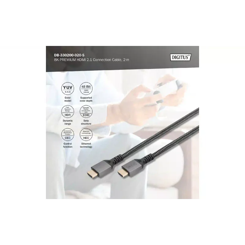 Кабел Digitus HDMI (M/M), Black (DB-330200-020-S)