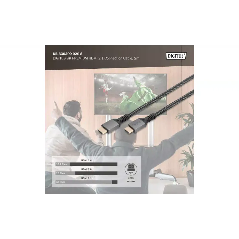 Кабел Digitus HDMI (M/M), Black (DB-330200-020-S)