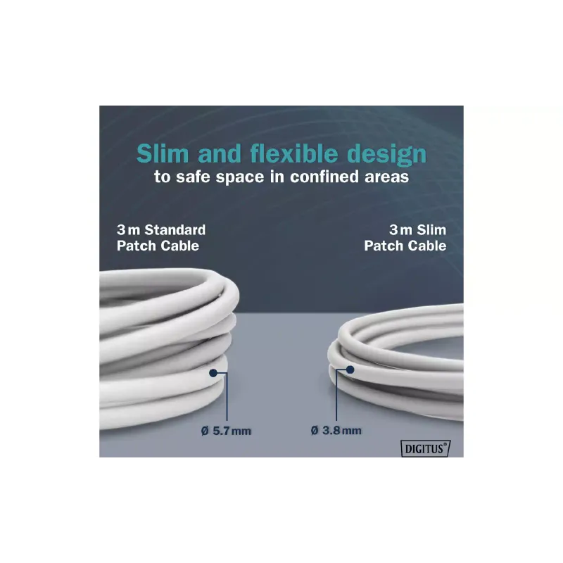 سلك التوصيل Digitus Cat 6A F-FTP Sliim, Grey (DK-1632-A-050S)